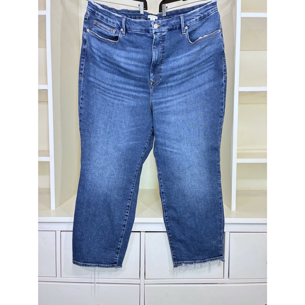Good American Good Classic High Rise Straight Leg Jeans Indigo 26 Plus